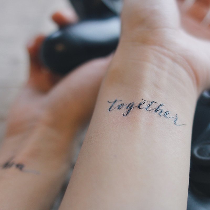 cottontatt "together" calligraphy temporary tattoo sticker - สติ๊กเกอร์แทททู - วัสดุอื่นๆ สีดำ