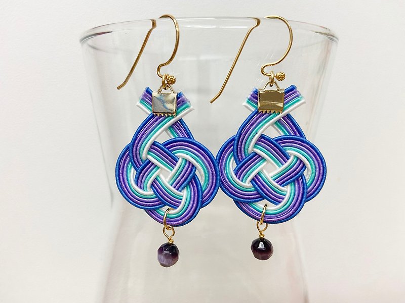 Japanese Style (MIZUHIKI) Collection - Earrings (Purple & Blue) - ต่างหู - กระดาษ สีม่วง