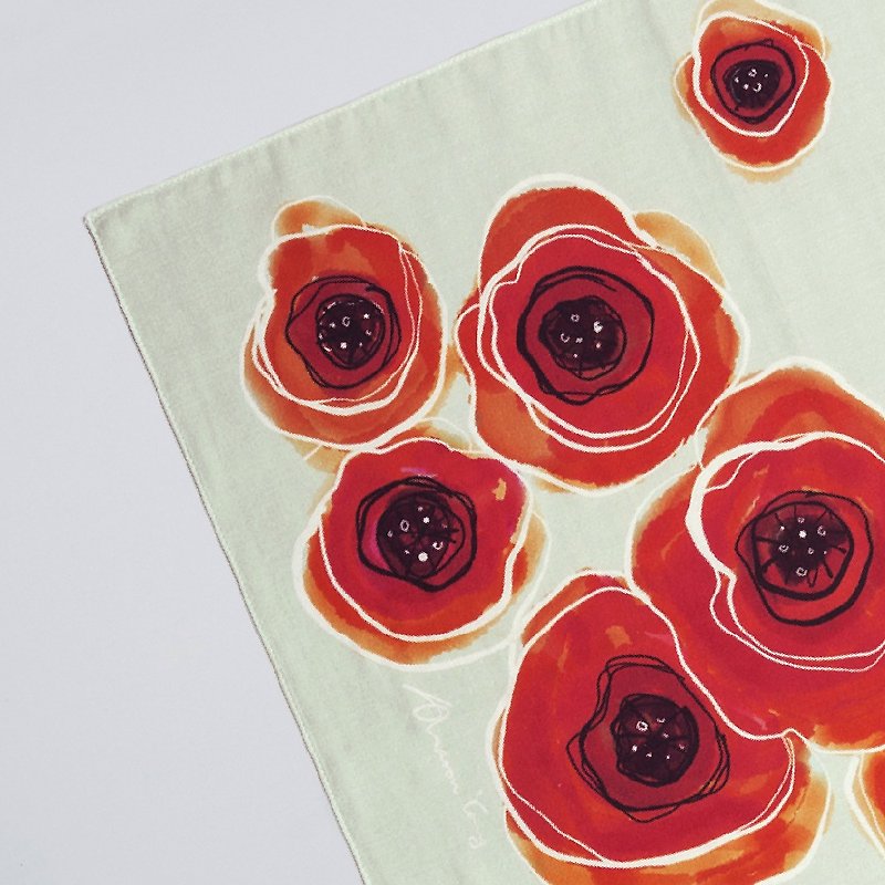 Poppy red – square scarf - Handkerchiefs & Pocket Squares - Cotton & Hemp 