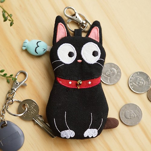 Kiro貓拼布包 小黑貓 拼布包 拉鏈 小物收納 鑰匙零/錢包【820054】