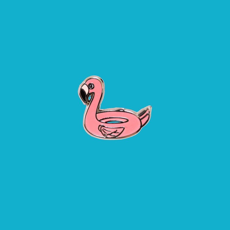 FLAMINGO FLOAT PIN BADGE BROOCH - Brooches - Other Metals Pink