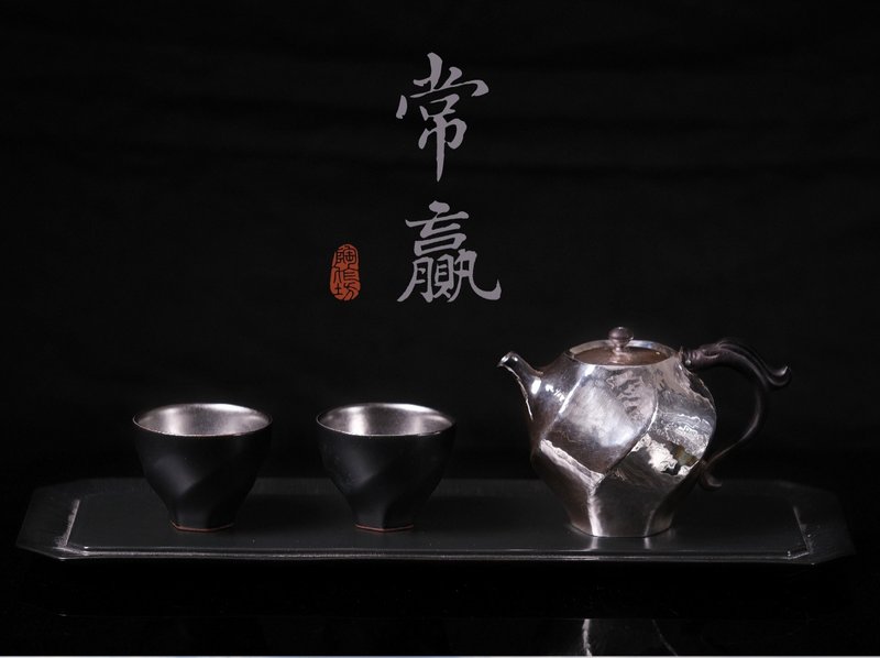 Pottery Workshop│The Dragon Soars and the Clouds Rise_Changying Dragon Pot Set (one pot, two cups and one plate) - Teapots & Teacups - Other Materials Silver