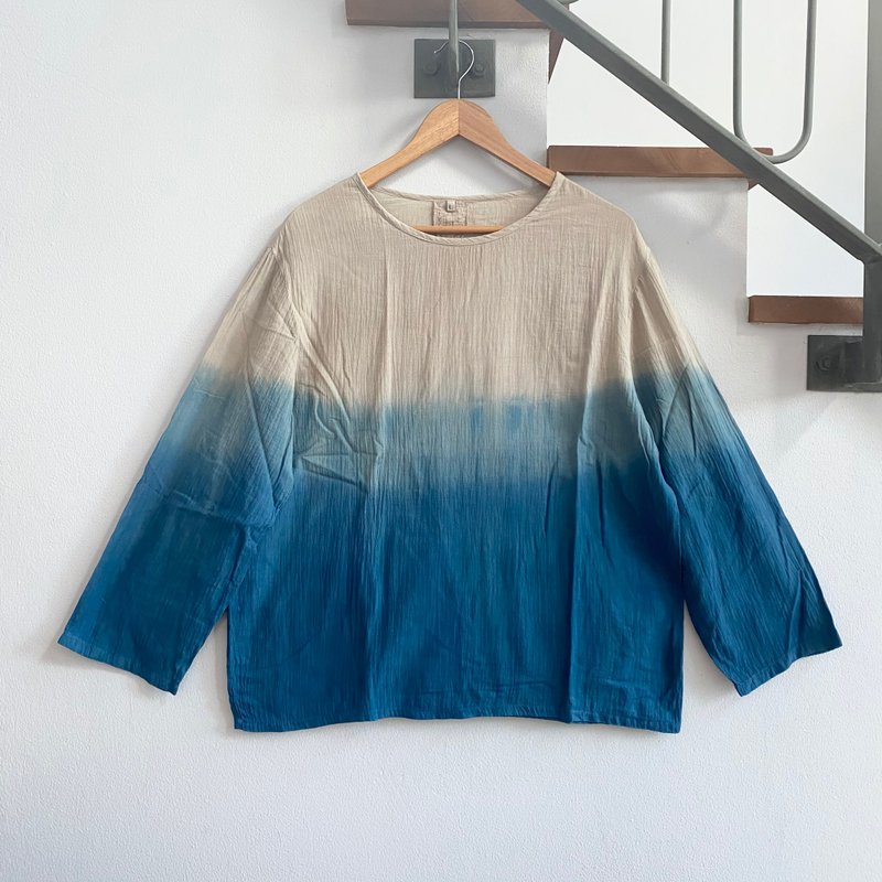 landscape no.4 long-sleeve shirt / natural dye / 100% cotton - เสื้อผู้หญิง - ผ้าฝ้าย/ผ้าลินิน หลากหลายสี