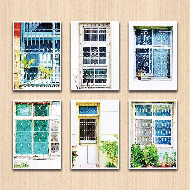 Old House Facing - Geometry I Iron Window Flower Postcard Set - การ์ด/โปสการ์ด - กระดาษ 