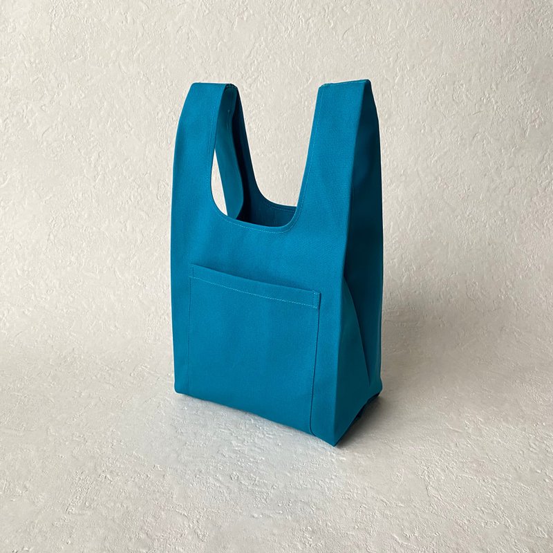 Eco bag - กระเป๋าถือ - ผ้าฝ้าย/ผ้าลินิน สีน้ำเงิน