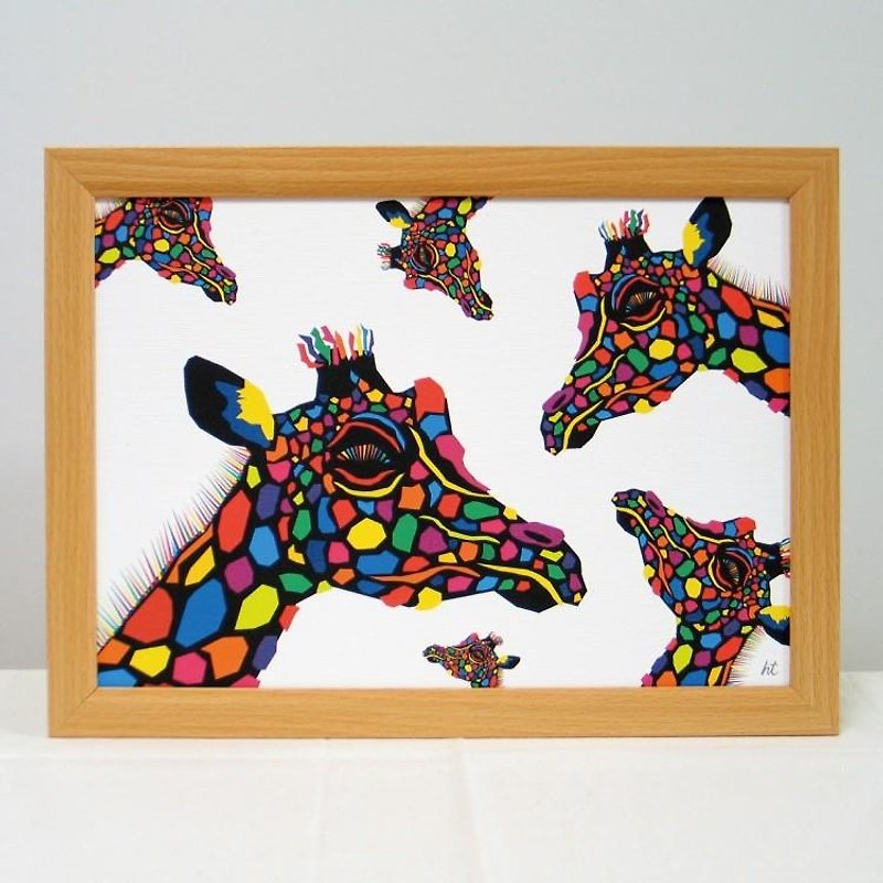 Painting illustrations Art giraffe giraffe Giraffe multiple A4-K02 - โปสเตอร์ - วัสดุอื่นๆ หลากหลายสี