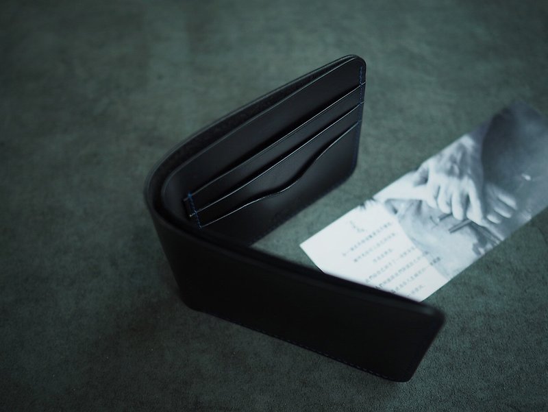 純粋な手作りの牛革ブラックレザーウォレット財布ショートクリップの色とスタイルはカスタマイズ可能で、ギフトとして刻印してカスタマイズできます。 - 財布 - 革 ブラック