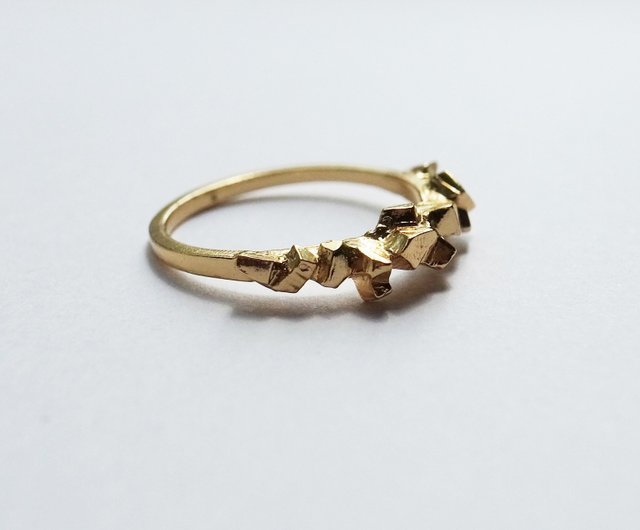 礦石結晶系列 方形結晶線戒 純銀鍍18k金 設計館yuting Jewellery 戒指 Pinkoi