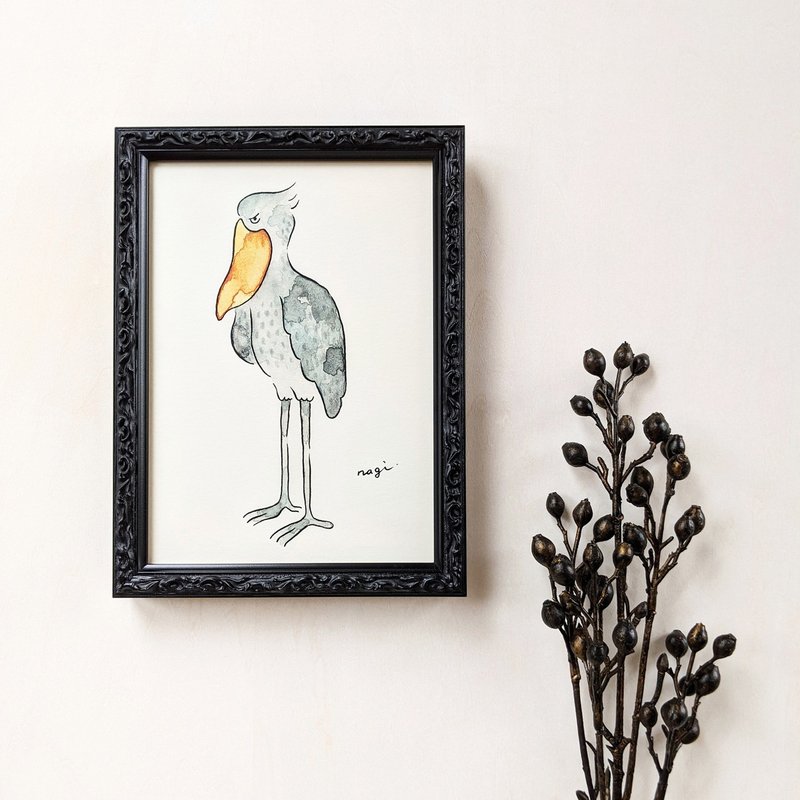 5×7 Shoebill Art print - โปสเตอร์ - กระดาษ สีเทา