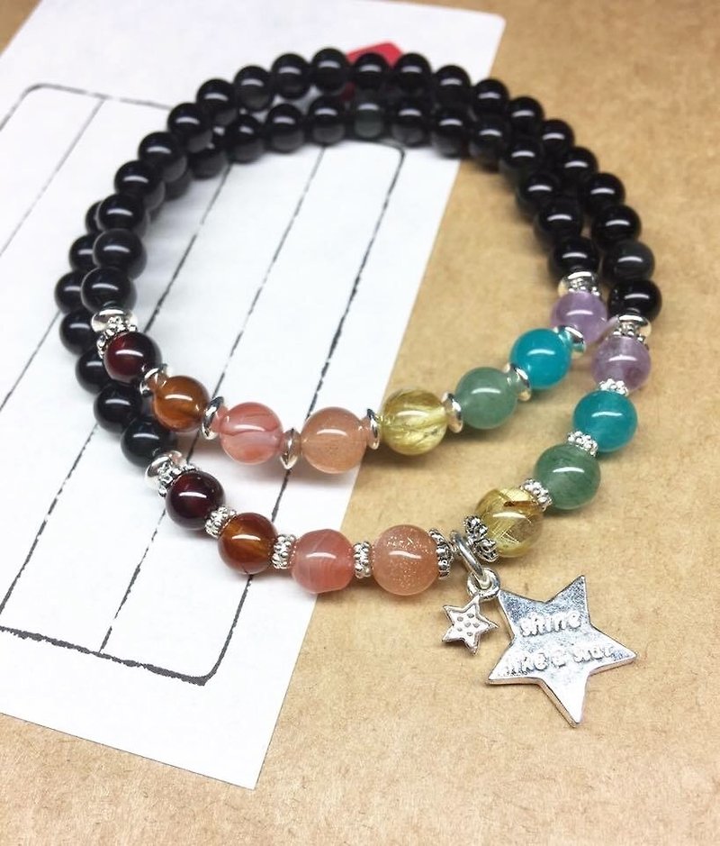 . My.Crystal. Girly sugar balls. Rainbow color double gem bracelet - Bracelets - Gemstone Multicolor