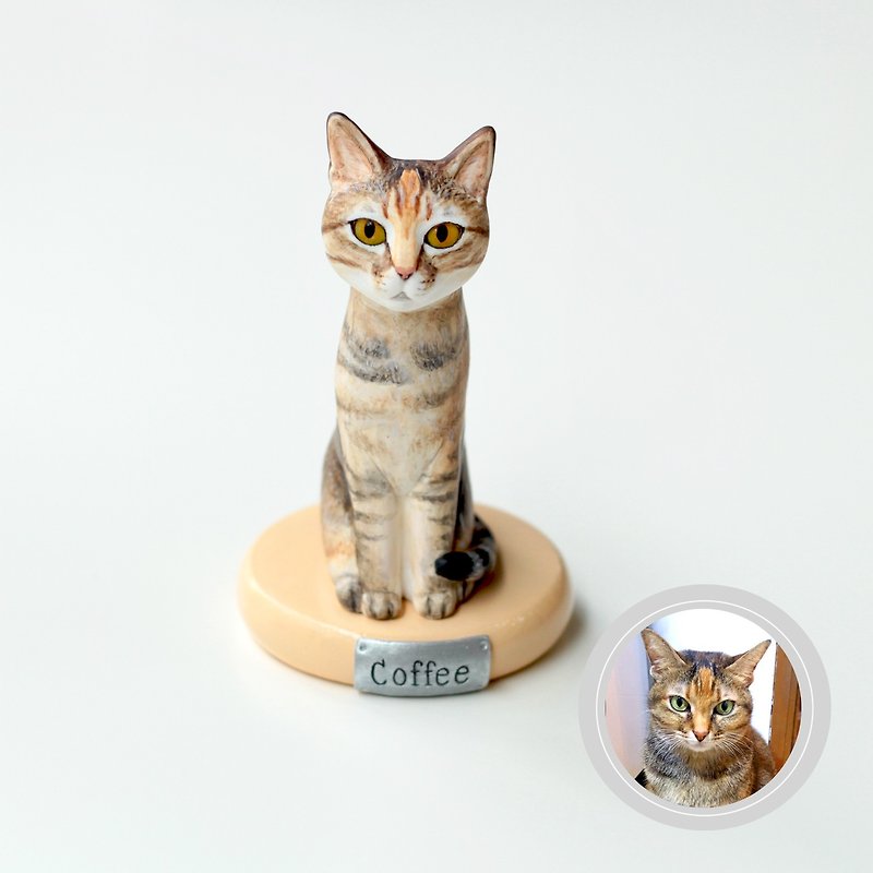 カスタム猫の置物、3D カスタム猫のポートレート、猫の彫刻、猫の像 - 人形・フィギュア - 粘土 多色