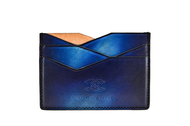 ACROMO Blue Flat Card Holder - Card Holders & Cases - Genuine Leather Blue