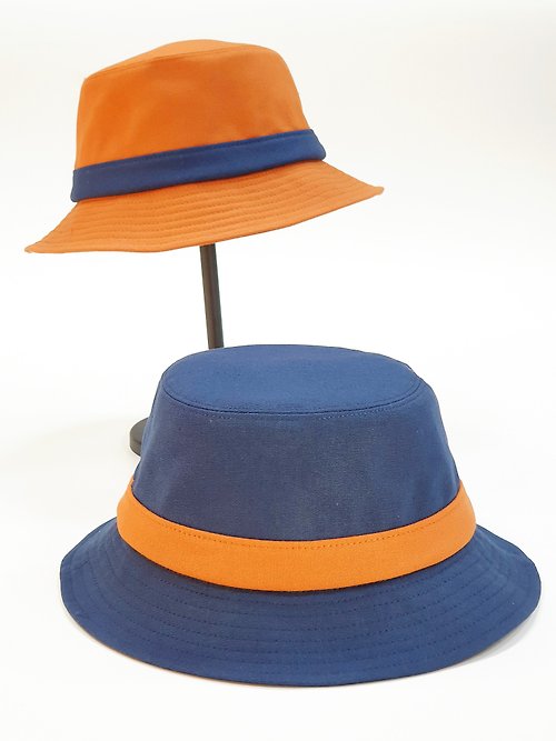 HiGh MaLi 【HiGh MaLi】英式圓盤紳士帽 - 都市藍Mix愉悅橙