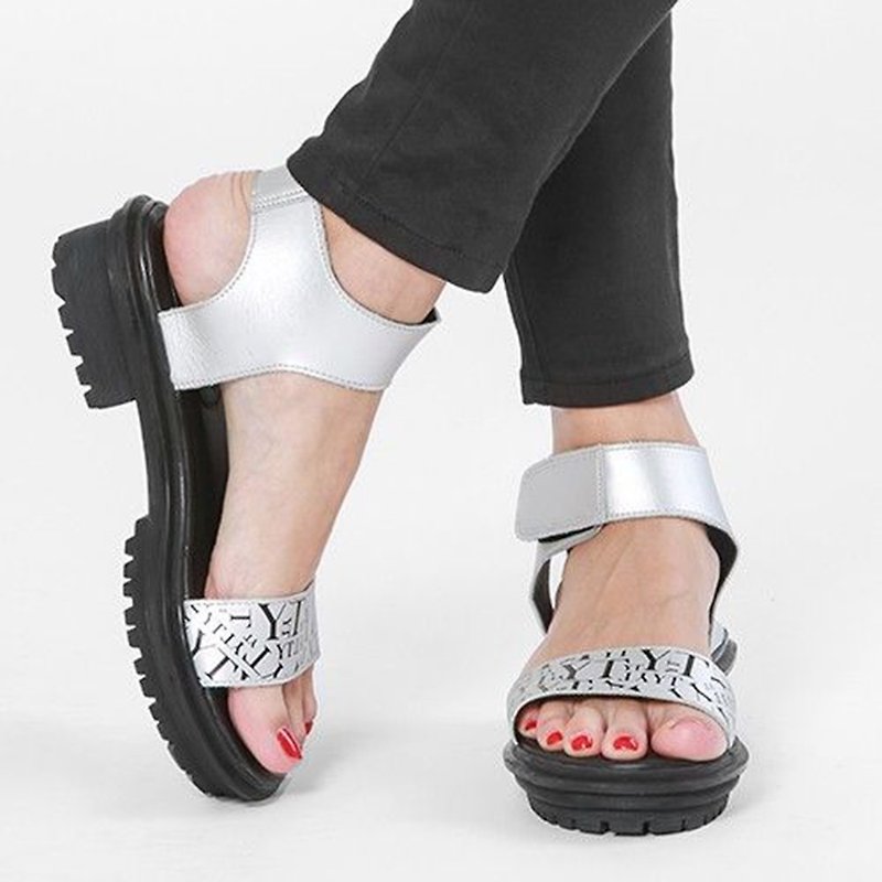 Zeus Leather Sandal - Women's Casual Shoes - Genuine Leather Silver