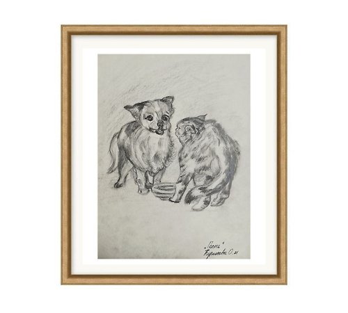 古典收集繪畫 手工製作的獨特寵物繪畫用於家居裝飾 - 繪製動物禮