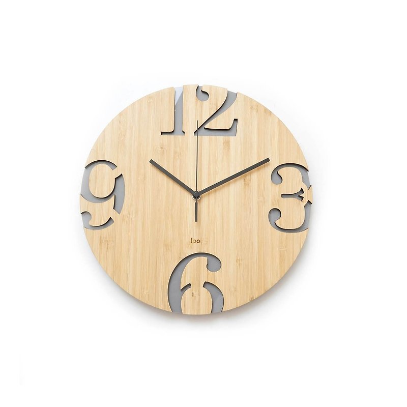 LOO Big Numbers Wall Clock Gray - Clocks - Bamboo Gray