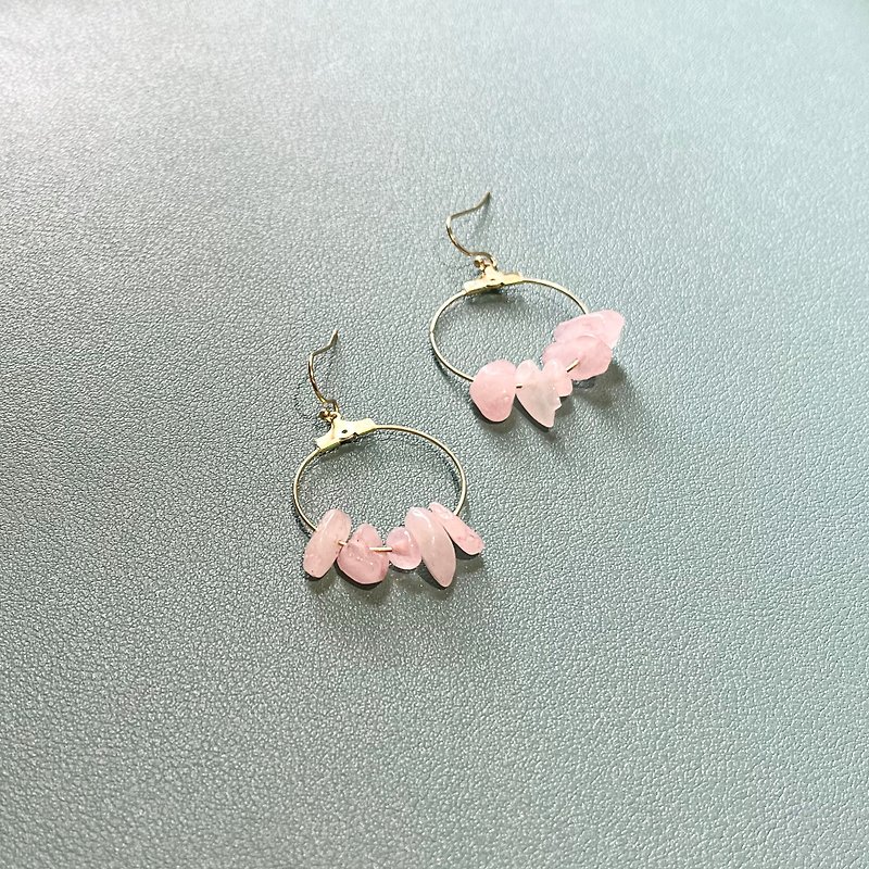 Pink Quartz Earring | Natural Stones | Jewelry Gift - ต่างหู - เครื่องเพชรพลอย สึชมพู