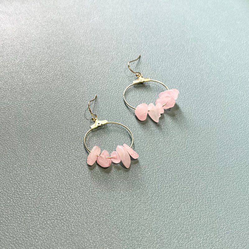 Pink Quartz Earring | Natural Stones | Jewelry Gift - ต่างหู - เครื่องเพชรพลอย สึชมพู