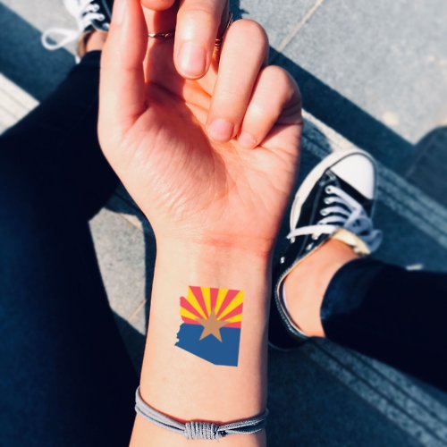 OhMyTat OhMyTat 亞利桑那州旗 Arizona Flag 刺青圖案紋身貼紙 (2 張)