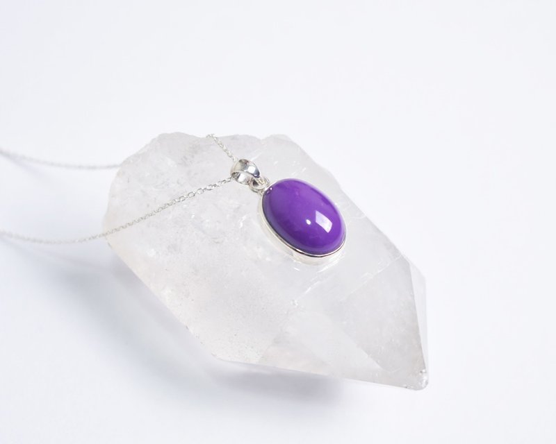 Phosphosiderite silver necklace, silver 925, necklace, natural stone - Necklaces - Gemstone Purple