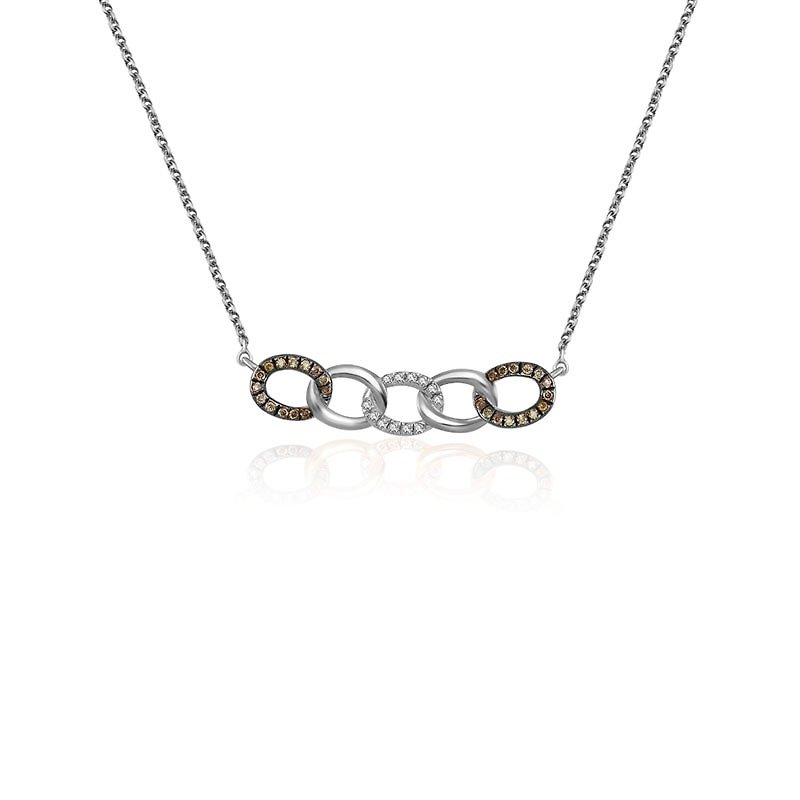 Chain Shape Diamond Necklace With Mixed Gold - Necklaces - Other Metals Black