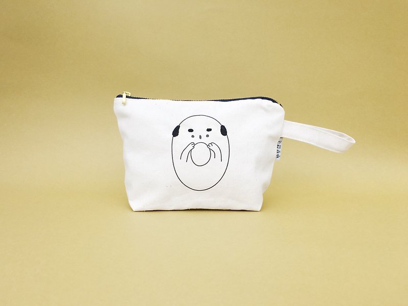 Oops... | Bald letter embroidered cosmetic bag - Toiletry Bags & Pouches - Cotton & Hemp 