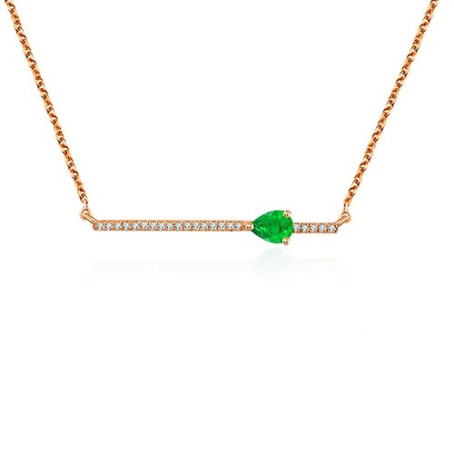 Genevieve Collection 18k水滴形綠寶石鑽石線形項鍊