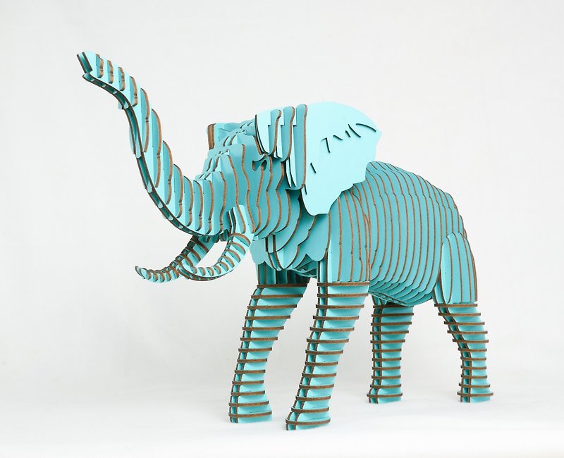 Elephant home decoration 3D hand-made light blue / eco-friendly paper / Pinkoi limited exclusive sale - ของวางตกแต่ง - กระดาษ สีน้ำเงิน