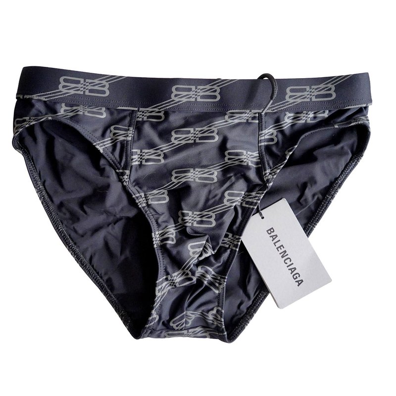 全新品 Balenciaga 灰黑色 Monogram 三角泳褲 法國潮流名牌潮牌 - 男泳衣/泳褲 - 聚酯纖維 黑色