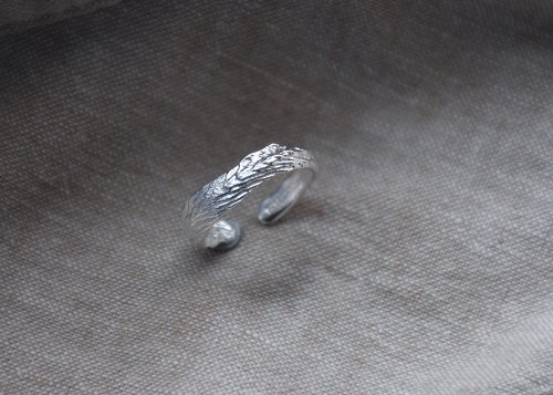 S-JEWELRY首飾店 925銀手工天然肌理純銀開口戒指 建議範圍港碼10-12號