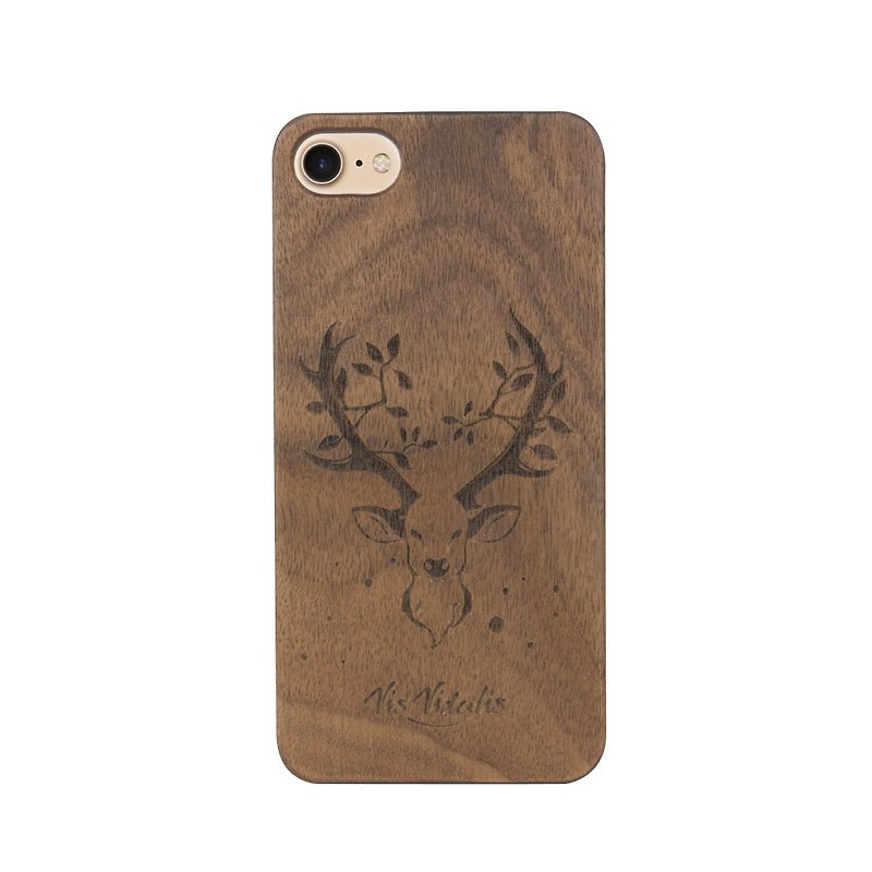 森動鹿 胡桃木紋  iPhone 7 iPhone 8 手機殼 - 手機殼/手機套 - 木頭 咖啡色