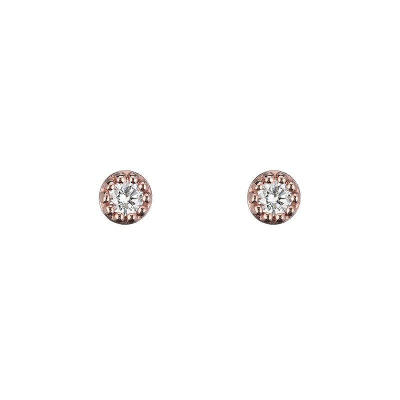 Classic Rose Gold diamond earrings - Earrings & Clip-ons - Gemstone White