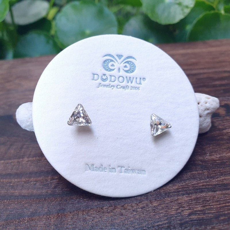 │Crystal Diamond Series│Personalized Triangle Diamond Hypoallergenic Ear Needle - Earrings & Clip-ons - Glass Silver