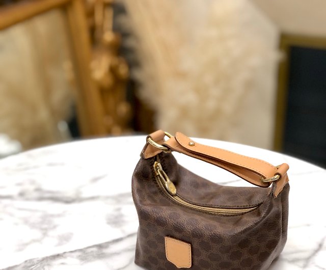 CELINE Macadam Blason mini Boston bag Handbag Brown Vintage Old Celine –  VintageShop solo