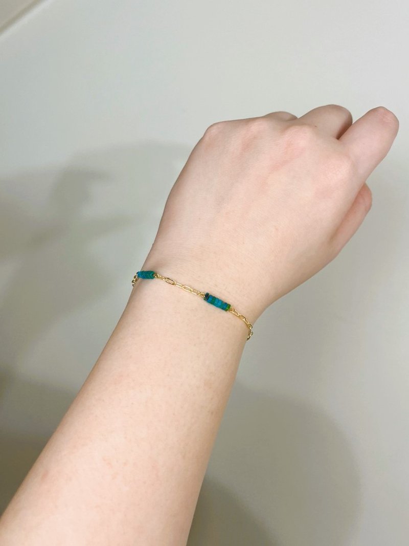 GAIA | Semi Gemstone Bracelet | Turquoise | 14K Gold Infusion - สร้อยข้อมือ - เครื่องประดับพลอย สีเขียว