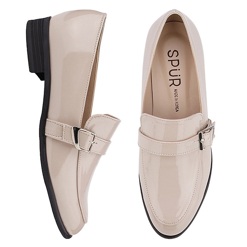 SPUR Glossy belted loafer LS7047 BEIGE - รองเท้าอ็อกฟอร์ดผู้หญิง - หนังเทียม 