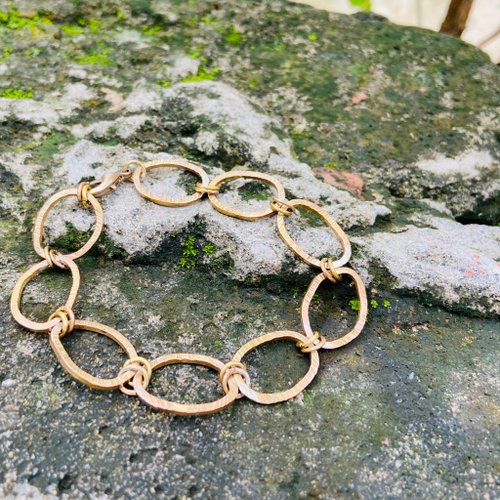Bronze Irregular Circle Bracelet S494 - Shop huichiu