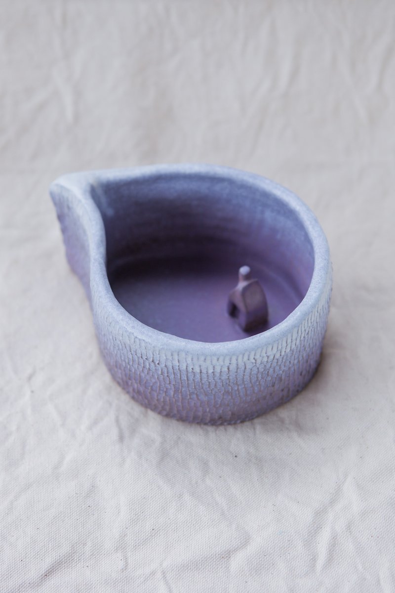 【細雨手作工坊】手捏陶-[靛色空間] - 花瓶/陶器 - 陶 紫色