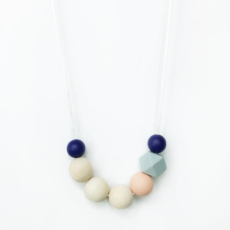 Other Materials Necklaces Blue - PHASE WOOD NECKLACE - NAVY BLUSH