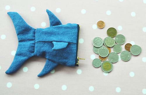 BLUE TRIBE BAG Denim Shark Coin Purse