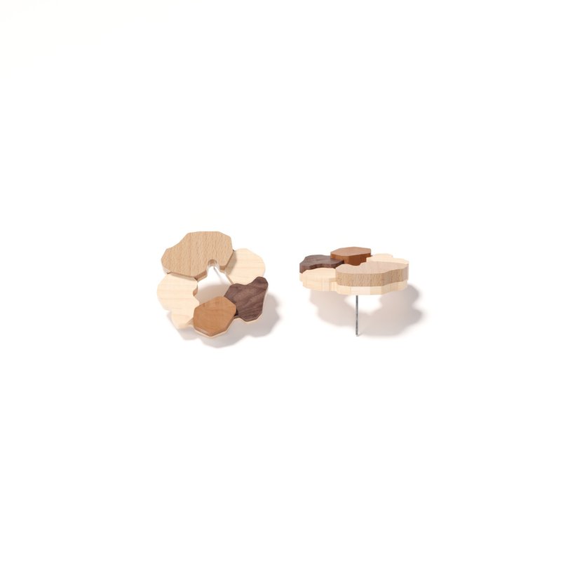 ReForm - 星球系列實木耳環【Pinkoi 線下活動預購商品】 - 耳環/耳夾/耳骨夾 - 木頭 多色