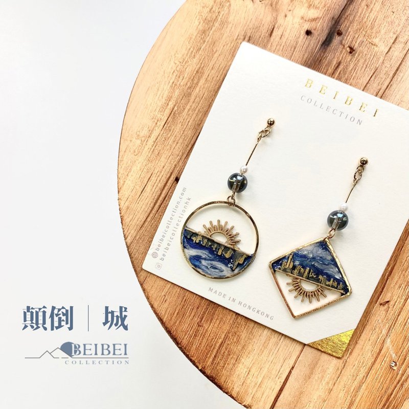 reverse. City No. T39 - Earrings & Clip-ons - Resin Blue