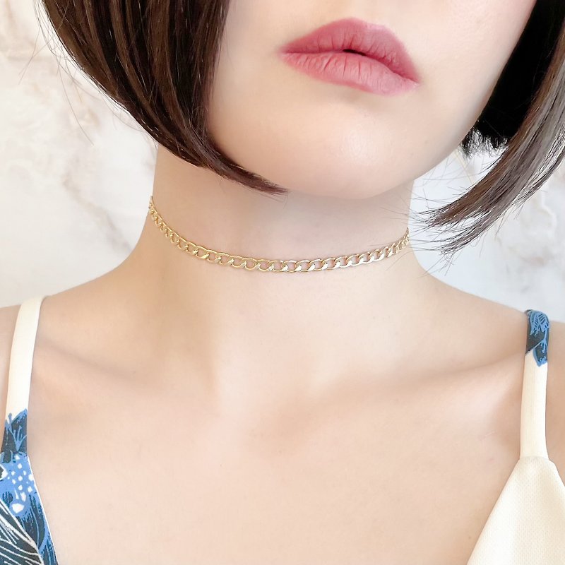Gold / Chain Simple Choker SV230G - Necklaces - Other Metals Gold