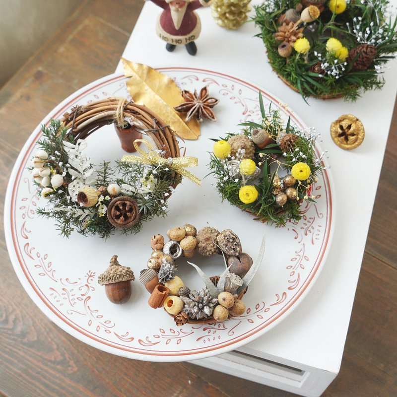 [DIY Material Pack] Parent-child handmade Christmas everlasting small wreath/with simple electronic instruction manual - Plants & Floral Arrangement - Plants & Flowers 