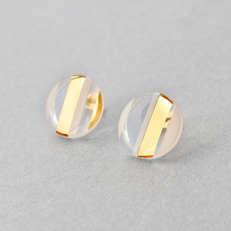 Asymmetric Stripe (White) Earrings / Clip-On - ต่างหู - เรซิน ขาว