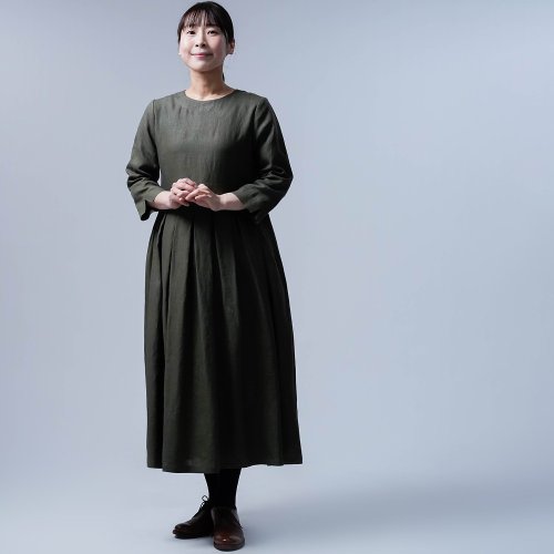 wafu.【リネンドレス】感動を刻むピンタック シャツ ワンピース ／ 柳煤竹 wafu.【リネンドレス】感動を刻むピンタック シャツ ワンピース ／ 柳