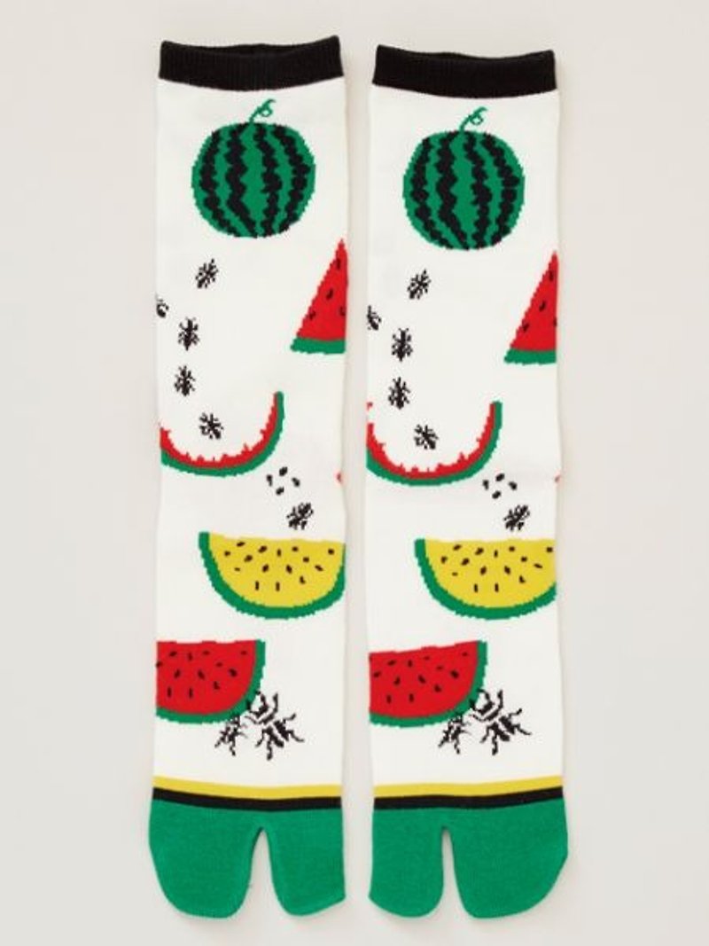 Pre-ordered delicious watermelon two-finger socks medium length 7JKP7109 - Socks - Cotton & Hemp Multicolor