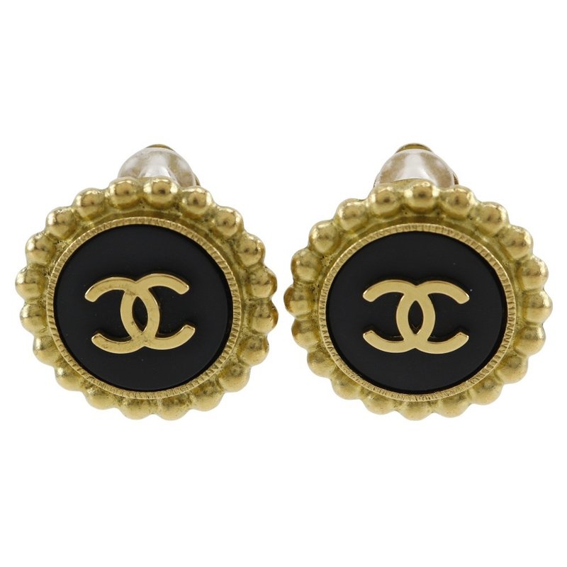 【日本直送】シャネル CHANEL ココマーク イヤリング ヴィンテージ 金メッキ 黒 95P 約28.5g レディース【中古】 - 耳環/耳夾/耳骨夾 - 其他金屬 金色