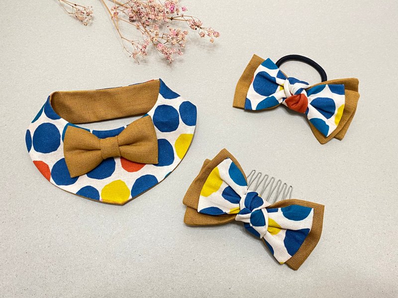 Brown Boni | Double-layer bow hair comb and hair tie | Parent-child hair accessories | Banana clip - เครื่องประดับผม - ผ้าฝ้าย/ผ้าลินิน หลากหลายสี