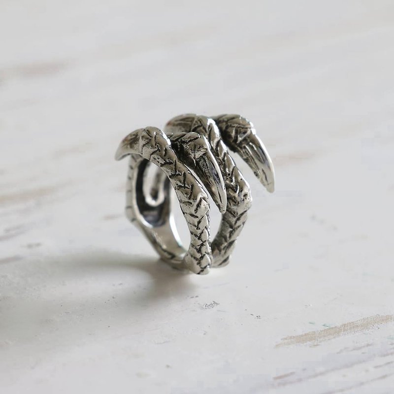 Dragon claw silver ring adjustable wrap Vintage Biker Skull jewelry gothic men 9 - General Rings - Other Metals Silver